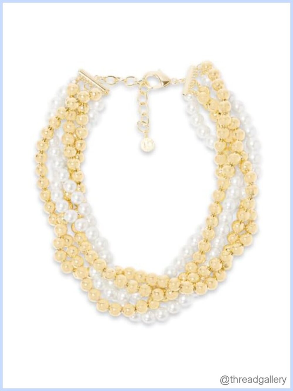 Martha Stewart Five Strand Pearl and Gold Ball Twisted Necklace In Gold For